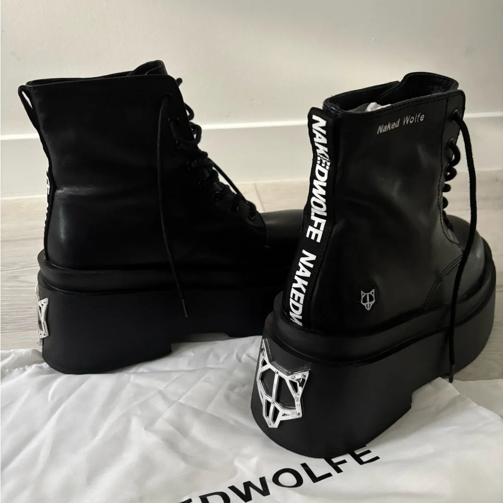 Naked Wolfe Black Platform Ankle Boots - Picture 3 of 15